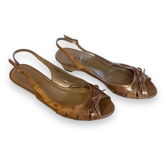 Vaneli Shoes - VANELI - Bronze Sling Back Wedge‎ Sandal- Real Leather Soles - Size 7.5M